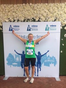 Lauren celebrates her Marathon run